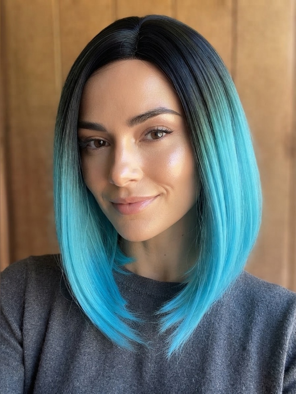 Turquoise Ombre Synthetic Women’s Wig - Teal to Black